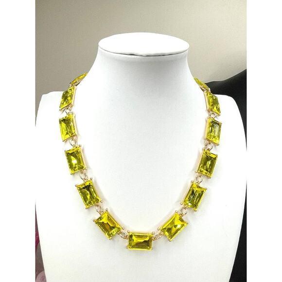 NEW Necklace Chunky Rhinestone Choker 16" 18" 20" Fashion Jewelry yellow J21 - Picture 1 of 5